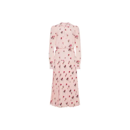 Alessandra Rich Rose print Pleat detailing Midi Dress