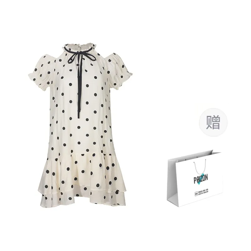 ONE PASS STUDIO Short Sleeved Dresses Women's Polka Dot Apricot-2