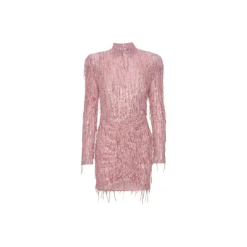 Rotate Sequin Embellished Fringed Mini Dress