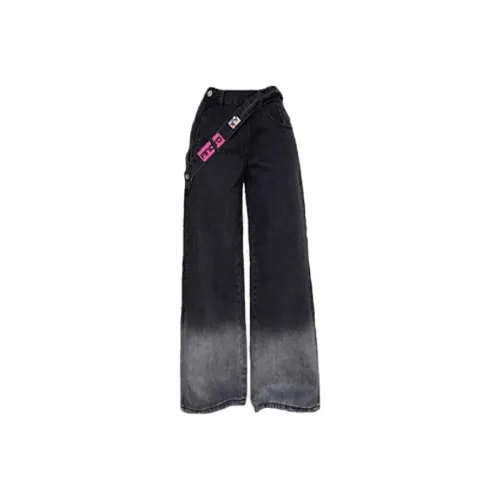 LESS BEARS Jeans Unisex Black Gray Color