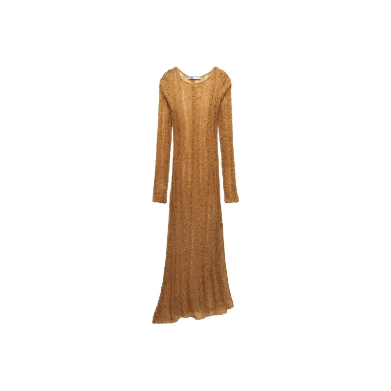 ZARA Long-Sleeved Dresses Women's Cigar Gray-0