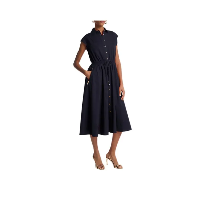 MICHAEL KORS Stretch Cotton Poplin Midi Dress-0
