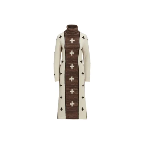 Polo Ralph Lauren Naiomi Glasses Collection FW24 Long-Sleeved Dresses Women's Light Beige Yellow