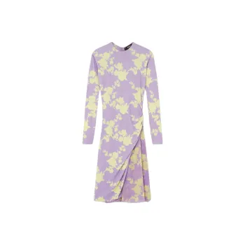 VERSACE Wild Roses Gathered Midi Dress