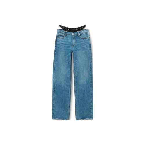 Alexander Wang Mid Rise Relaxed Jean Prestyle Logo Elastic Bikini Vintage Medium Indigo