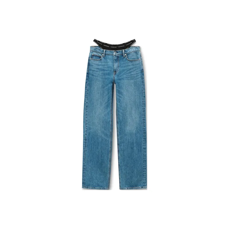 Alexander Wang Mid Rise Relaxed Jean Prestyle Logo Elastic Bikini Vintage Medium Indigo-0