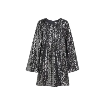 H&M Long Sleeved Dress Women's Dark Gray/Sequins