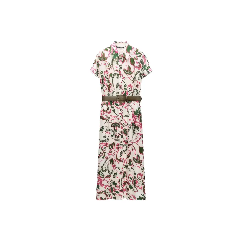 ZARA Short-Sleeved Dresses Women's Multicolor-0
