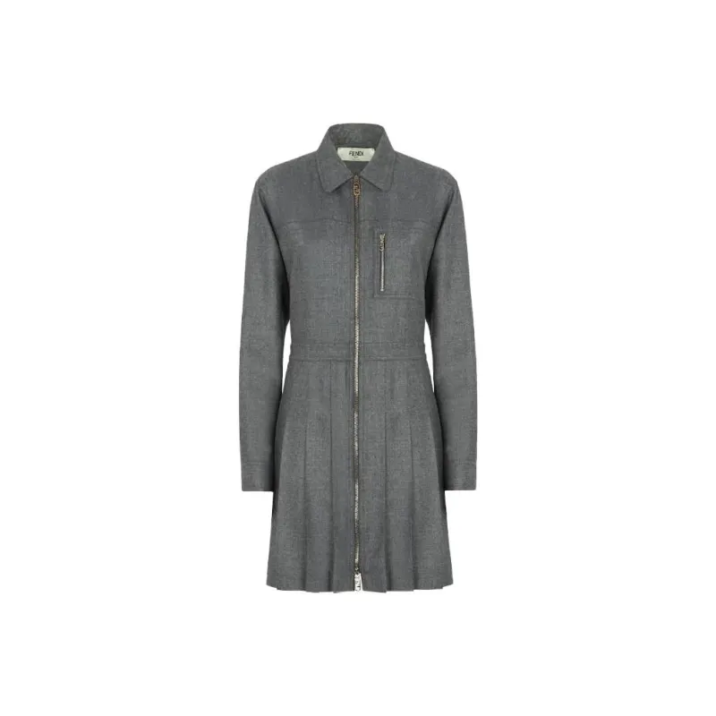 FENDI Spread collar Pleated Midi Dress-0