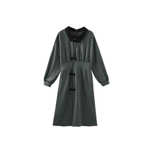【dme】 Long Sleeved Dresses Women's Gray