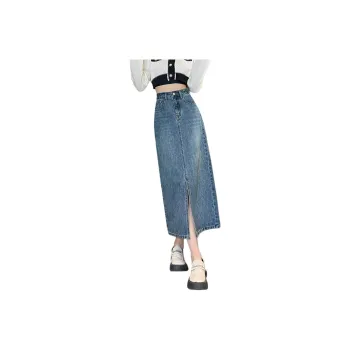HIPPIEMISS Denim Long Skirts Women's Vintage Blue