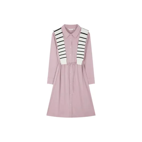 IHIMI Long Sleeved Dresses Women's Dusty Pink