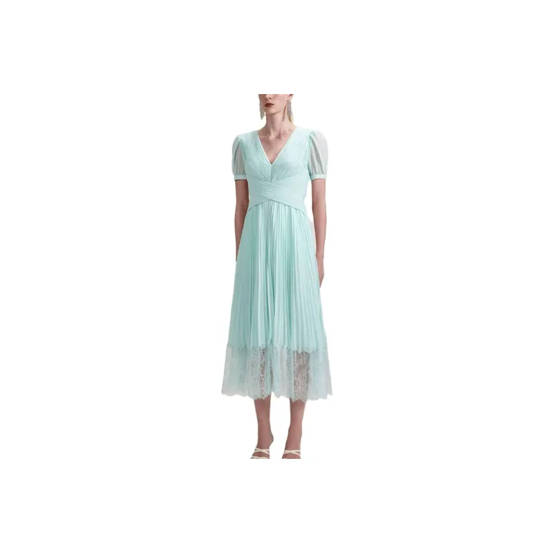Self portrait Short Sleeved Dresses Women's Haze Blue-0