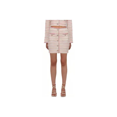 Self portrait SS22 Casual Short Skirts Women's Pink White