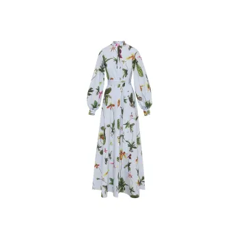 Oscar De La Renta Orchid Cotton Poplin Kaftan