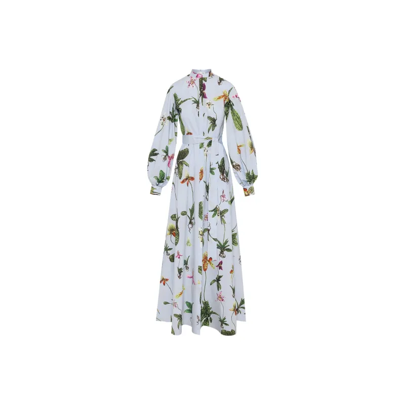 Oscar De La Renta Orchid Cotton Poplin Kaftan-0