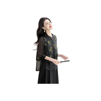 Cypress House Shirt Women's Black Green Leaf