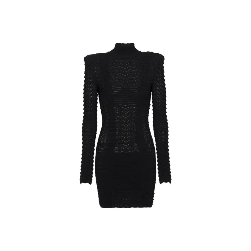 BALMAIN Knit High Neck Dress-0