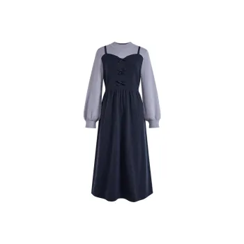KUOSE Long Sleeved Dress Women's Dark Blue