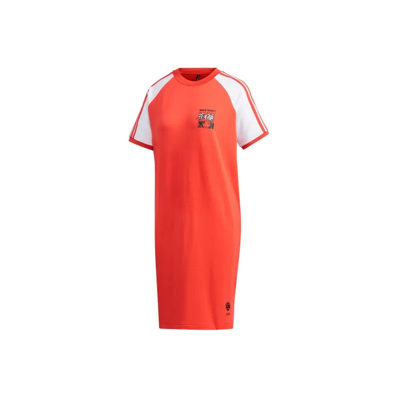 Adidas Neo Short Sleeved Dresses Women's Red-0