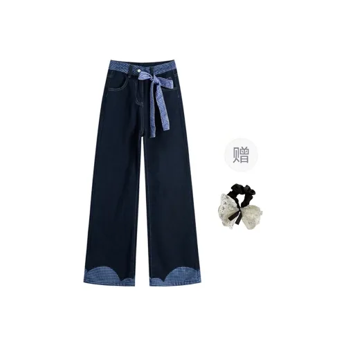 PAVEA Jeans Women's Blue+Hair Tie Comes With