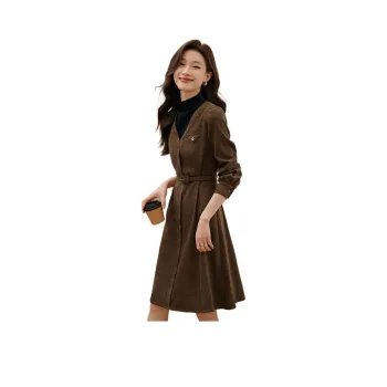 Mo Han Yi Mei Long Sleeved Dress Women's Coffee