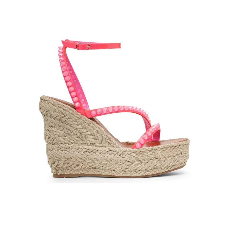 CL LUBOTING Mafaldina Zeppa One Strap Sandals 12cm Women's Pink-1