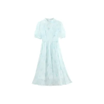 A paradise for awakening Short-Sleeved Dresses Women's Blue