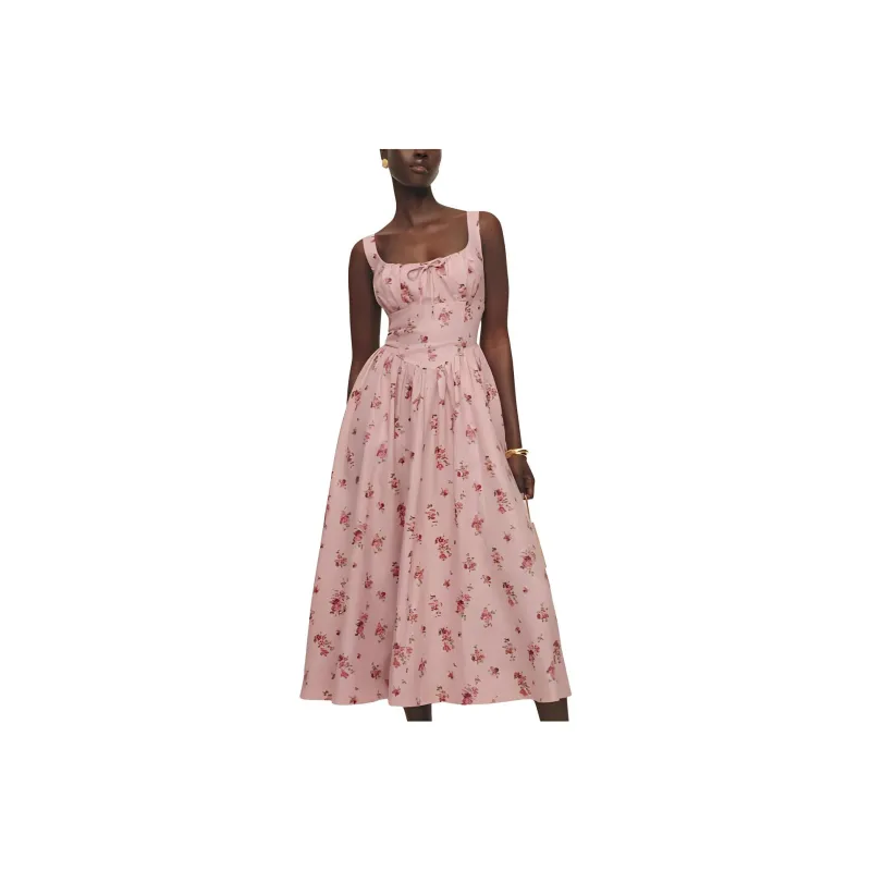REFORMATION Balia Linen Dress Slip Dress Women's Pink-0