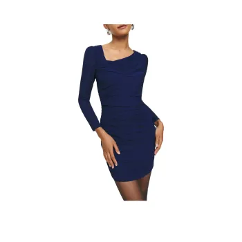 REFORMATION Lorene Dress Long-Sleeved Dresses Women's Danube Blue