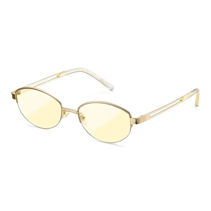 Morakot Plate Alloy Frame Oval Sunglasses Unisex-2