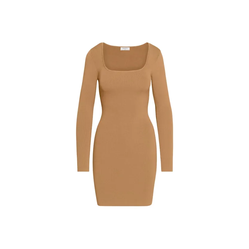 ARITZIA Babaton Rego Sculpt Knit Dress Long-Sleeved Dresses Women's Constant Camel/Camel-0