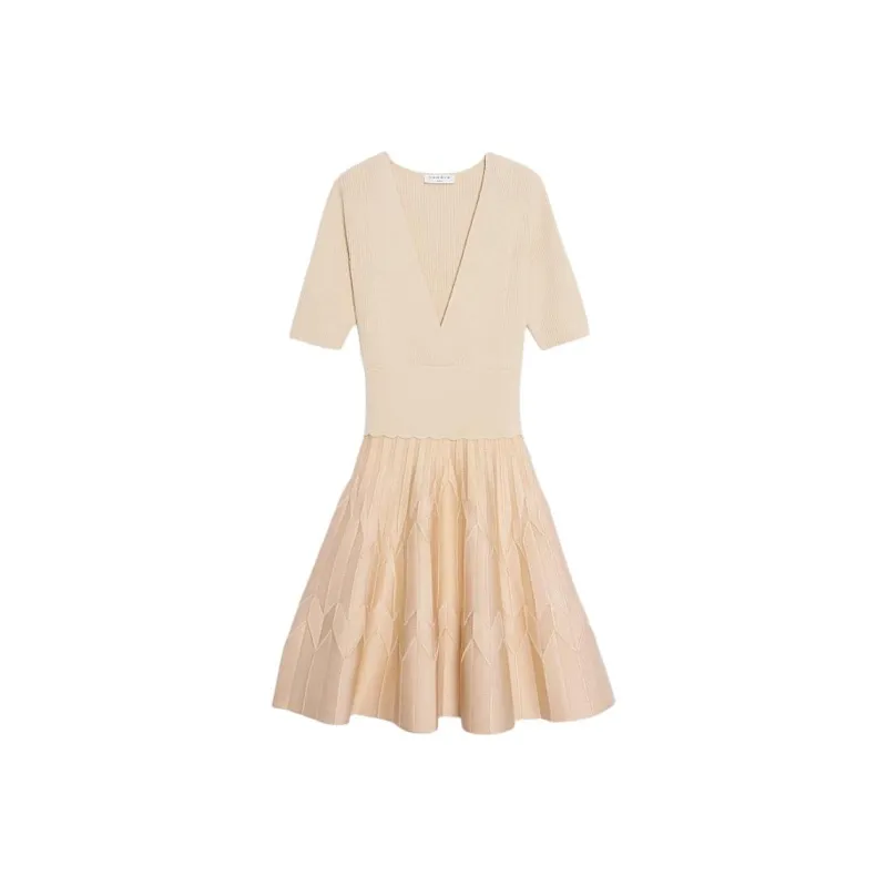Sandro Short Sleeved Dresses Women's Beige Yellow-0