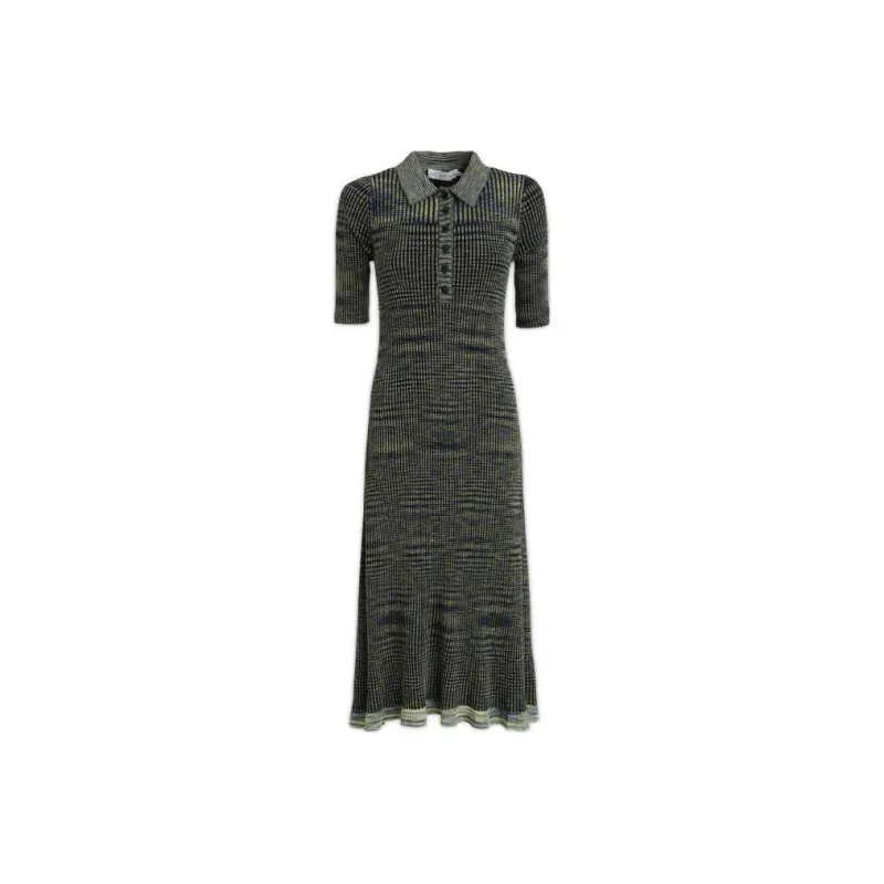 PROENZA SCHOULER Space Dye Ribbed Knit Polo Dress-0