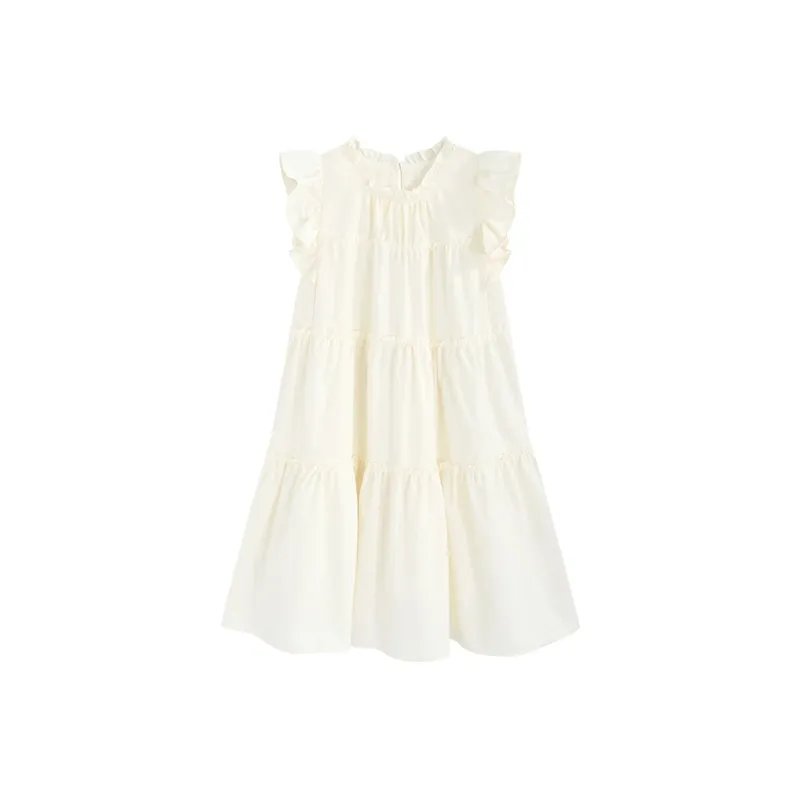 SNZX Short Sleeved Dresses Women's Apricot-0