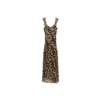 ZARA ZW Series Slip Dresses Women's Leopard Print