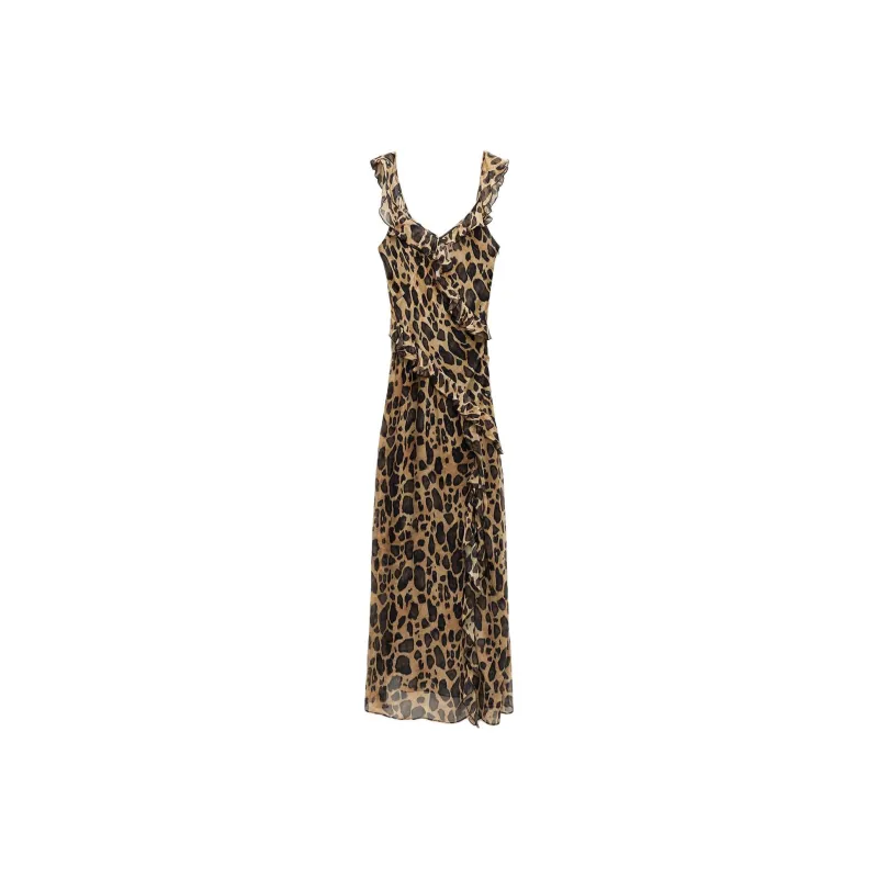 ZARA ZW Series Slip Dresses Women's Leopard Print-0