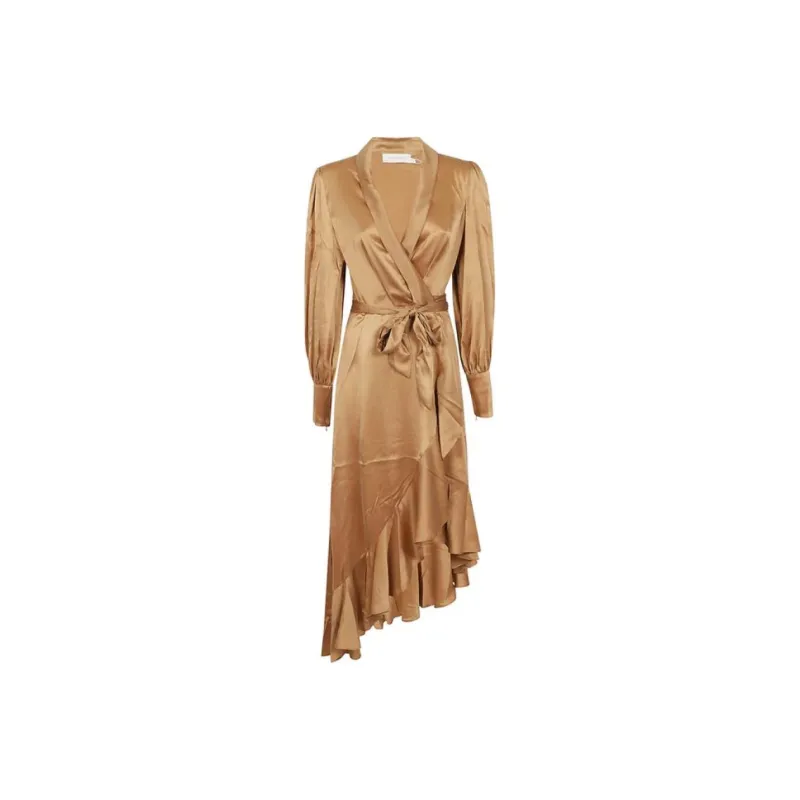 Zimmermann V-Neck Asymmetric Hem Midi Dress-0