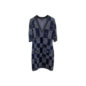 CHANEL Short-Sleeved Dresses Women's Blue