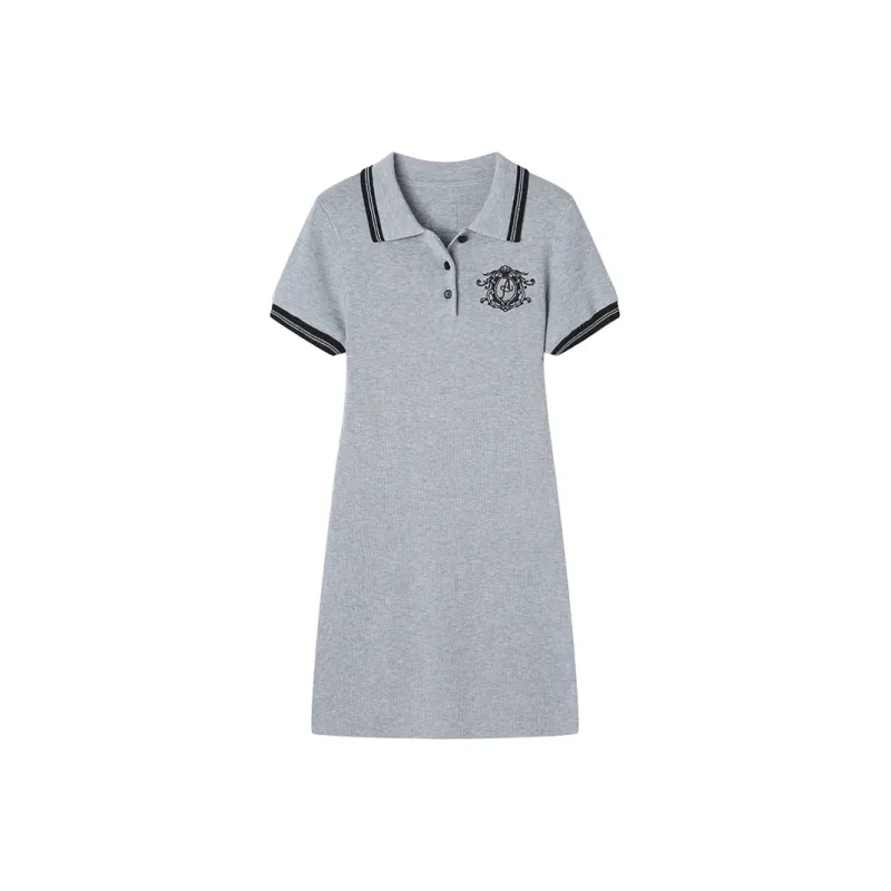 ANDREA MARTIN Short Sleeved Dress Women's Gray-0