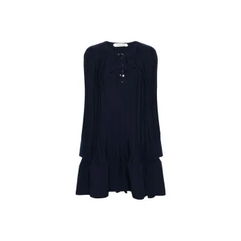 Lanvin Flared Hem Pleated Midi Dress