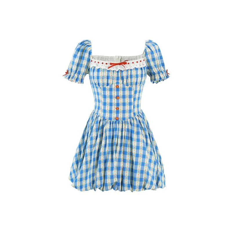 ACAINES Short Sleeved Dress Women's Blue-0