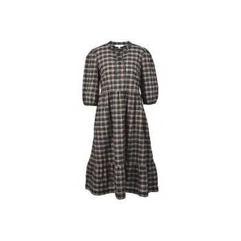 BARBOUR Short-Sleeved Dresses Women's Chocolate Plaid