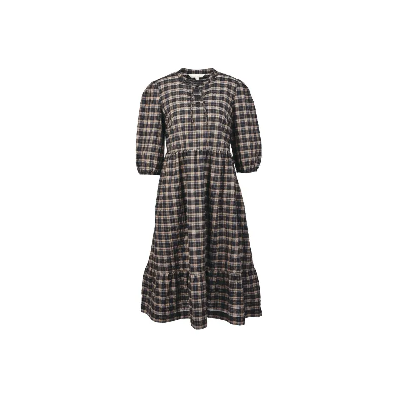 BARBOUR Short-Sleeved Dresses Women's Chocolate Plaid-0