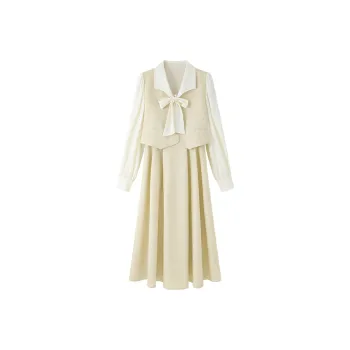 SUBEN Long-Sleeved Dress Women's Yellow Green