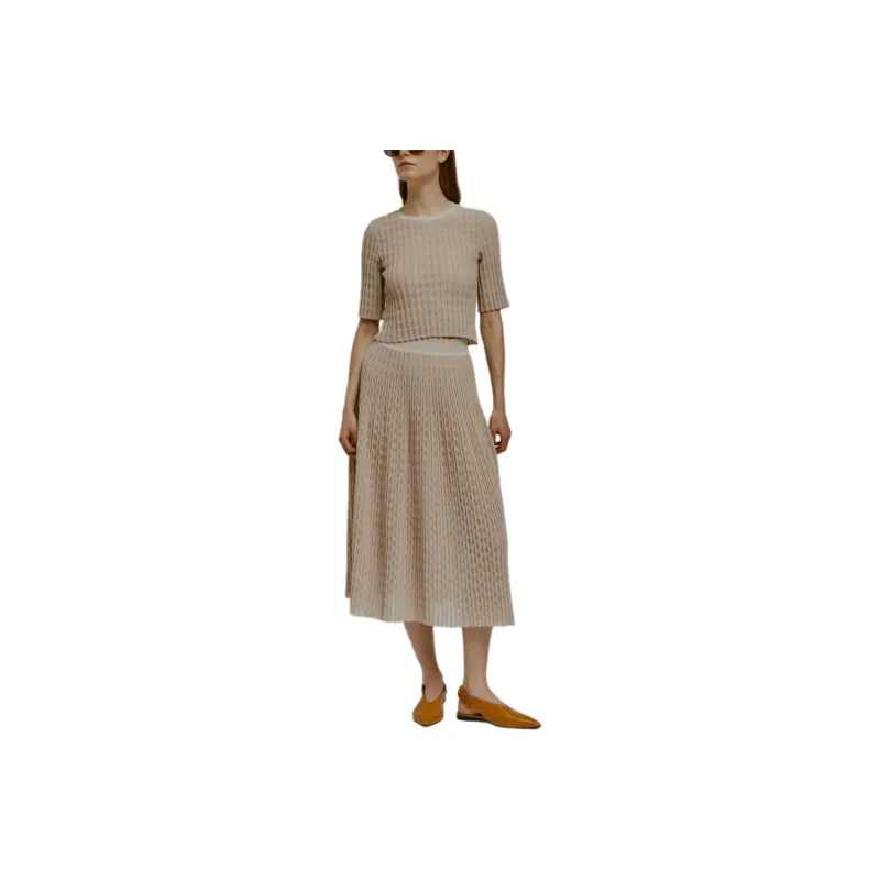 Antonino Valenti Knit Long Skirt Women's Khaki-0