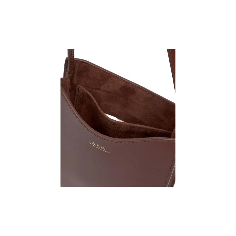 A.P.C Jamie Cow Leather Shoulder Bag, Crossbody Bag Women's Brown-5