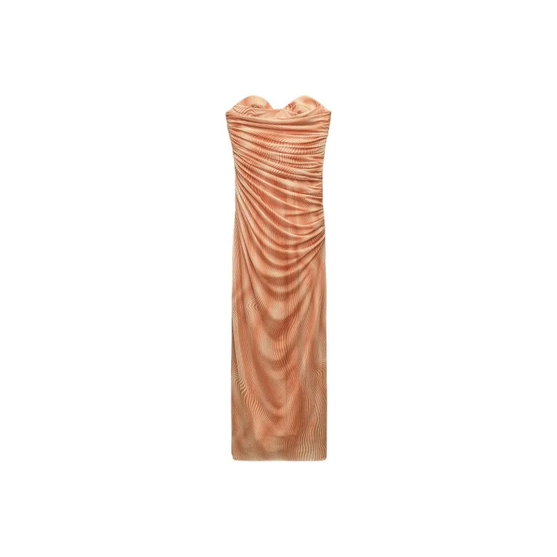 ZARA Sleeveless Dress Women's Orange-0