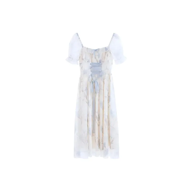 YGPRW Short Sleeved Dress Women's Blue-0