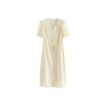FANSILANEN Short Sleeved Dress Women's Chardonnay Yellow